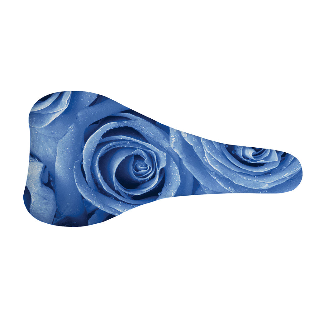 Bright Blue Rose Print Bicycle Seat Cover