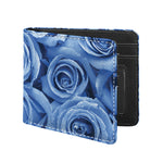 Bright Blue Rose Print Bifold Wallet