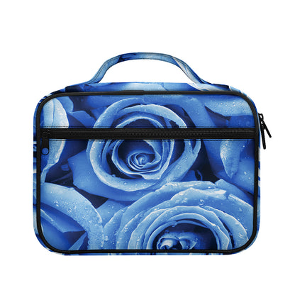 Bright Blue Rose Print Briefcase Bible Bag