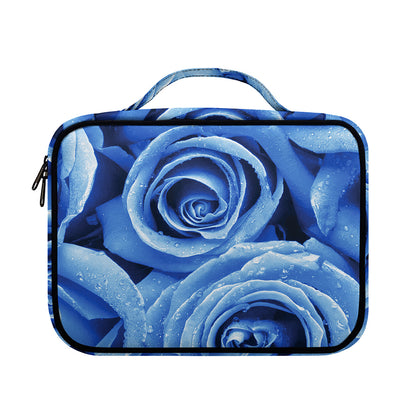 Bright Blue Rose Print Briefcase Bible Bag