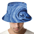 Bright Blue Rose Print Bucket Hat