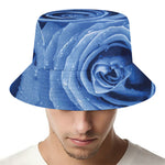 Bright Blue Rose Print Bucket Hat