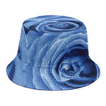 Bright Blue Rose Print Bucket Hat