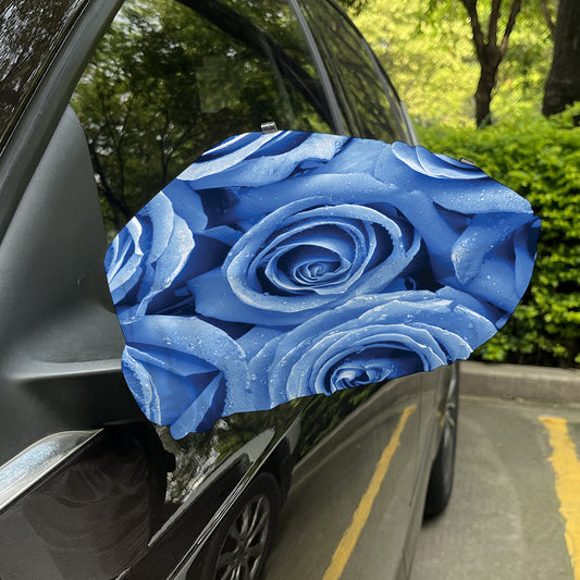 Bright Blue Rose Print Car Side Mirror Covers