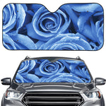 Bright Blue Rose Print Car Windshield Sun Shade