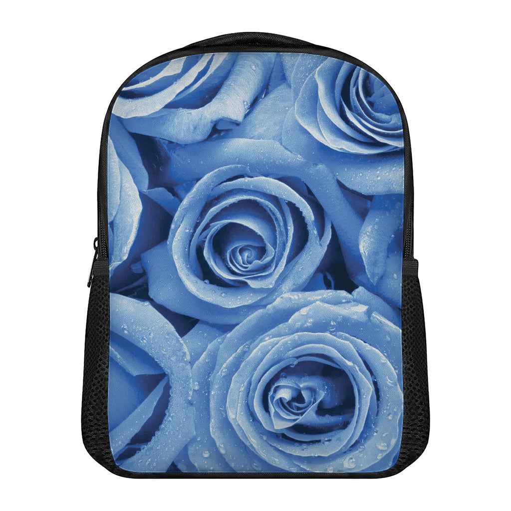 Bright Blue Rose Print Casual Backpack