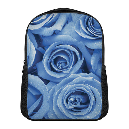 Bright Blue Rose Print Casual Backpack
