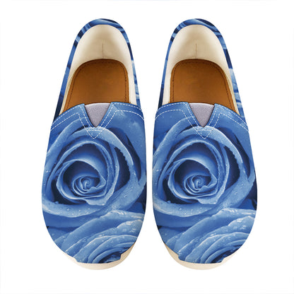 Bright Blue Rose Print Casual Shoes
