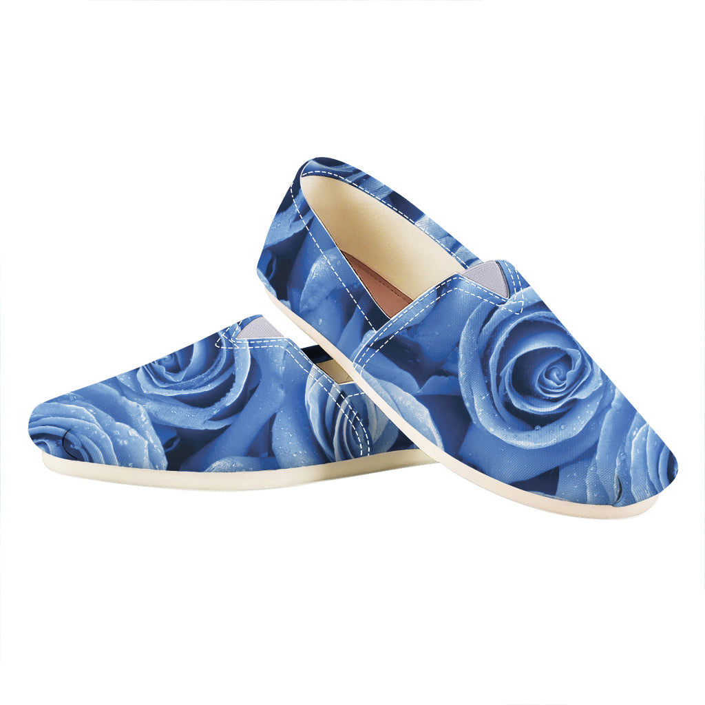 Bright Blue Rose Print Casual Shoes