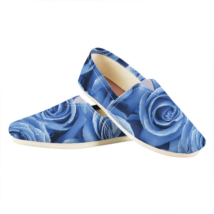 Bright Blue Rose Print Casual Shoes
