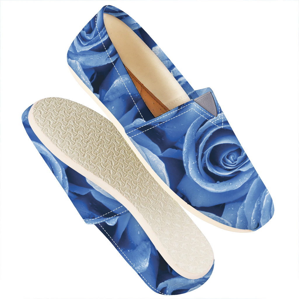 Bright Blue Rose Print Casual Shoes