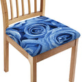Bright Blue Rose Print Chair Cushion Cover
