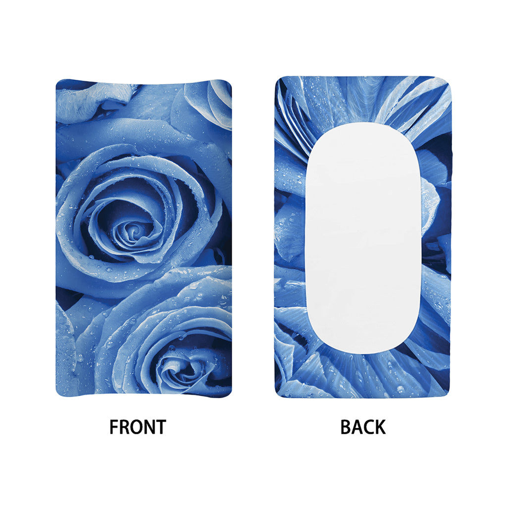 Bright Blue Rose Print Changing Pad Cover