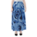 Bright Blue Rose Print Chiffon Maxi Skirt