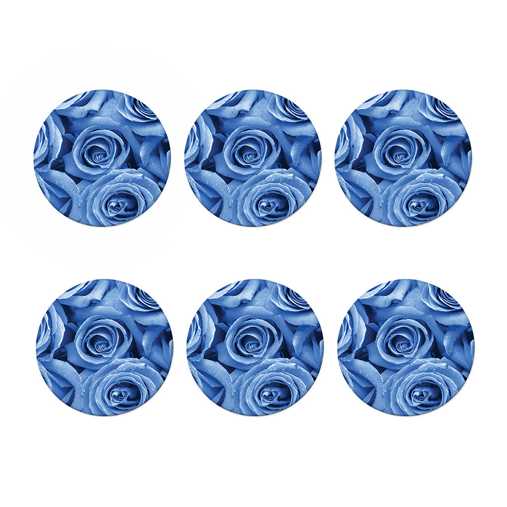 Bright Blue Rose Print Coaster Set