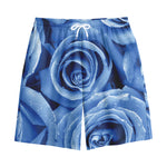 Bright Blue Rose Print Cotton Shorts