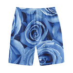 Bright Blue Rose Print Cotton Shorts