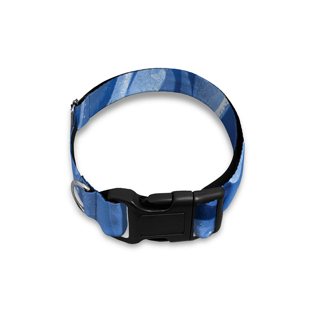 Bright Blue Rose Print Dog Collar