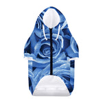Bright Blue Rose Print Dog Zip Up Hoodie