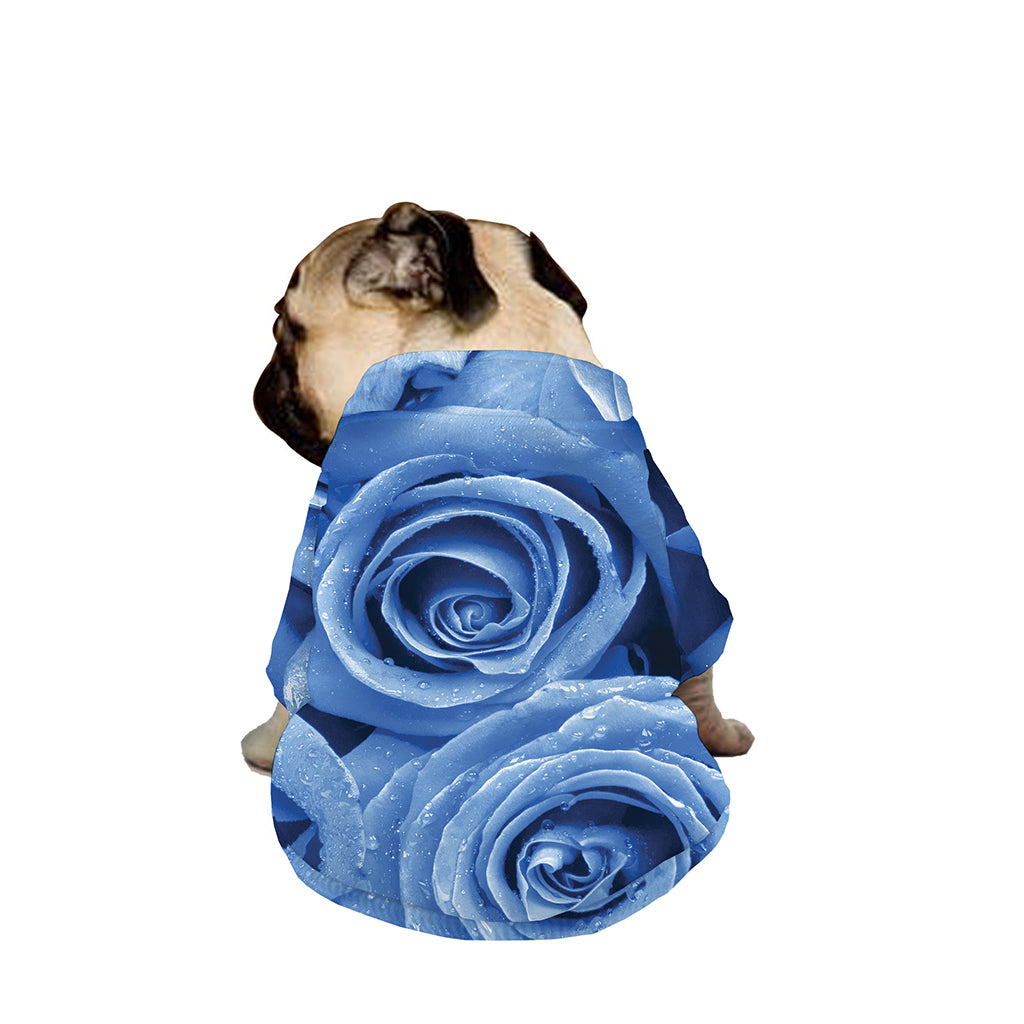 Bright Blue Rose Print Dog Zip Up Jacket