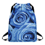 Bright Blue Rose Print Drawstring Backpack