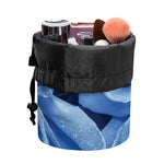 Bright Blue Rose Print Drawstring Makeup Bag