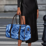 Bright Blue Rose Print Duffle Bag