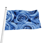 Bright Blue Rose Print Flag