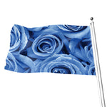 Bright Blue Rose Print Flag