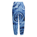 Bright Blue Rose Print Fleece Lined Knit Pants