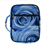 Bright Blue Rose Print Front Pocket Bible Bag