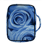 Bright Blue Rose Print Front Pocket Bible Bag