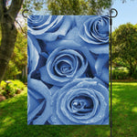 Bright Blue Rose Print Garden Flag