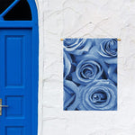 Bright Blue Rose Print Garden Flag