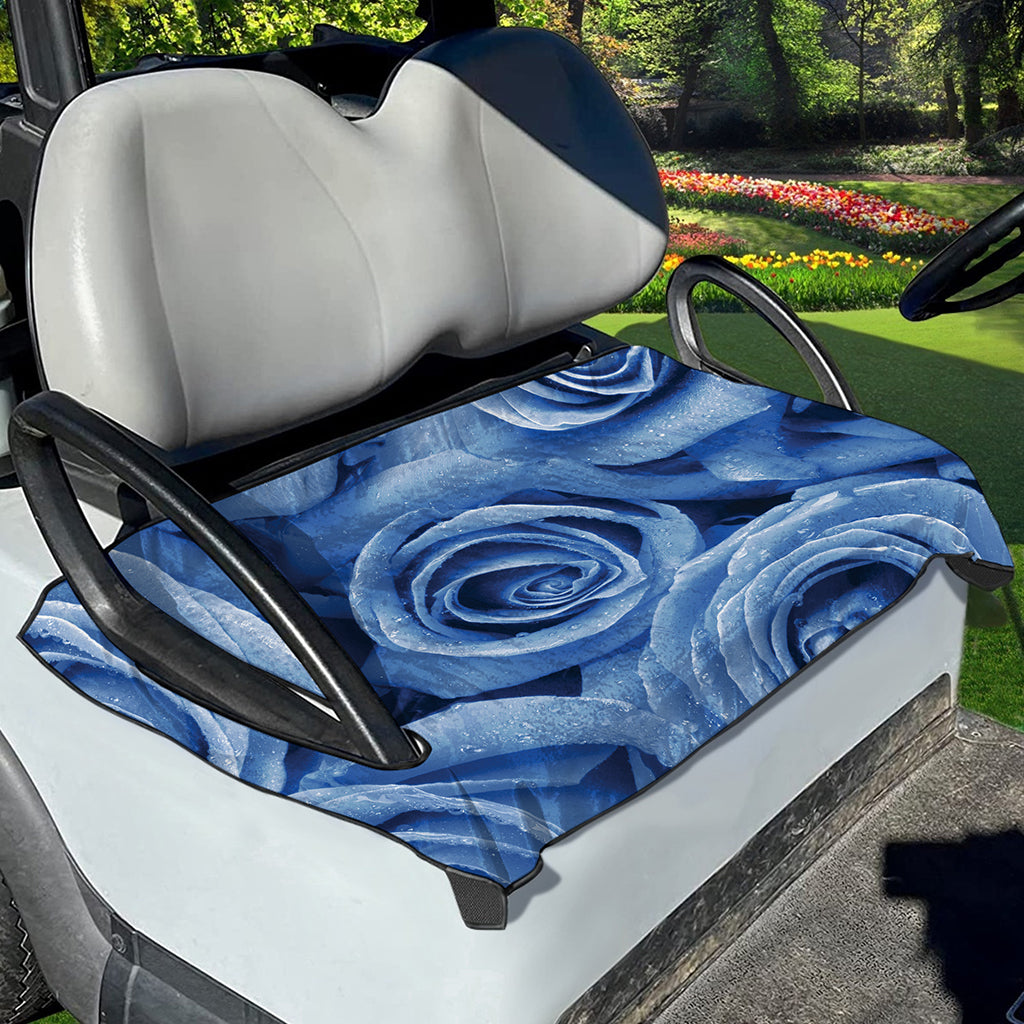 Bright Blue Rose Print Golf Cart Seat Cover