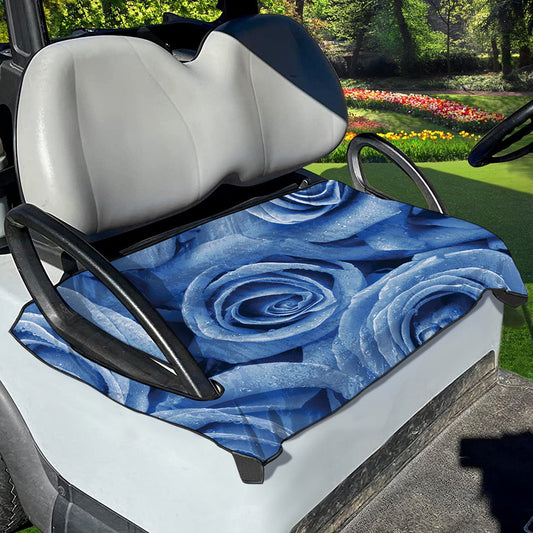 Bright Blue Rose Print Golf Cart Seat Cover
