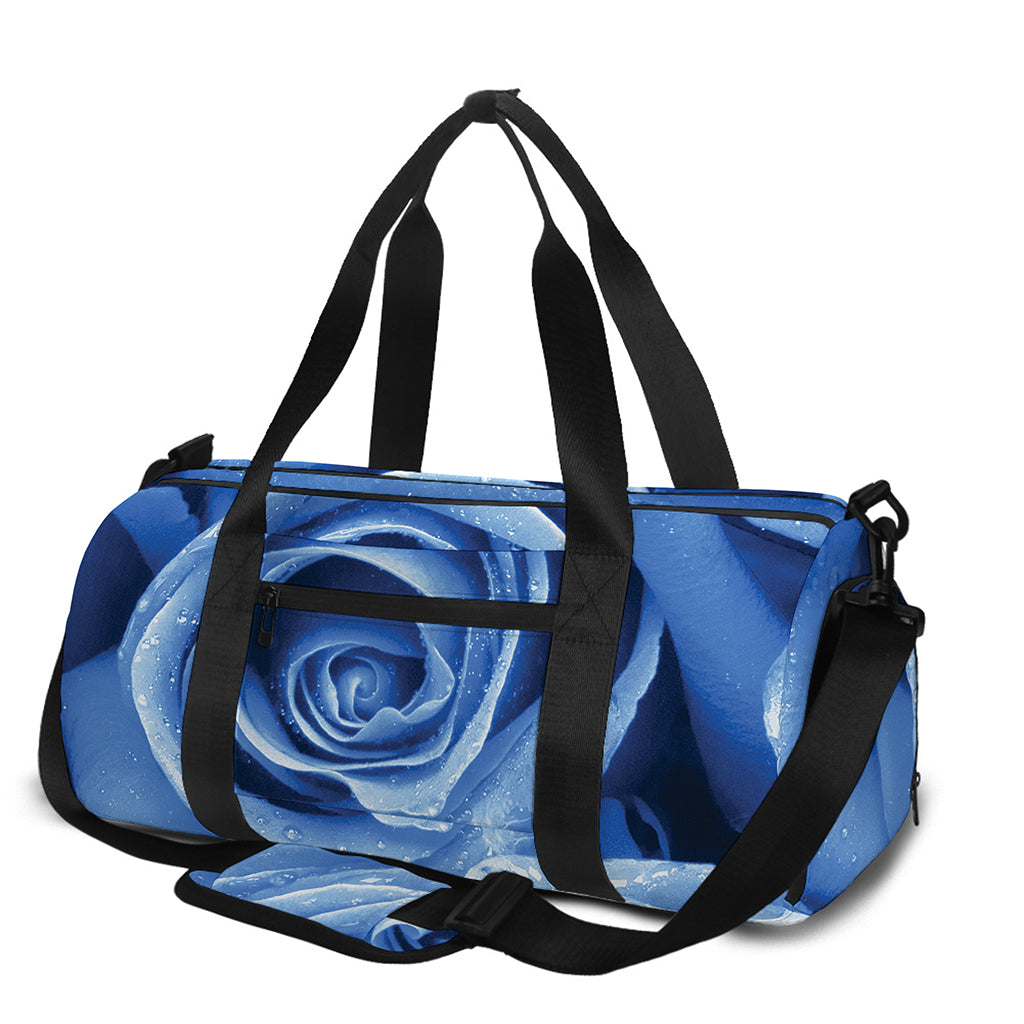 Bright Blue Rose Print Gym Bag