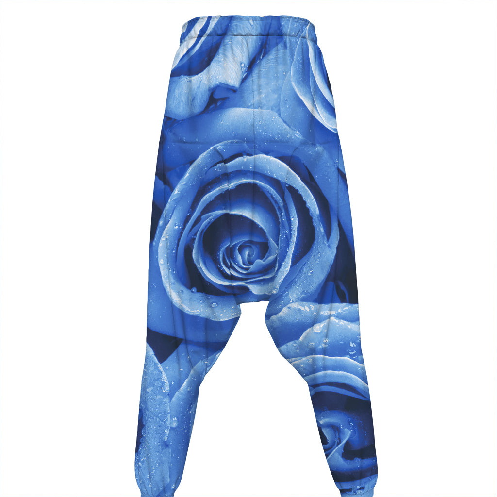 Bright Blue Rose Print Hammer Pants