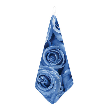 Bright Blue Rose Print Hand Towel
