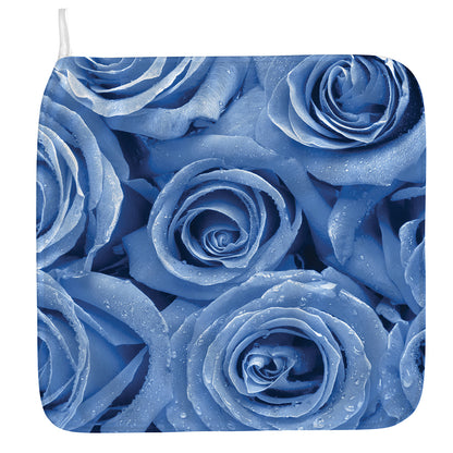 Bright Blue Rose Print Hand Towel