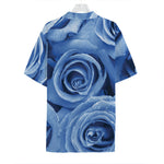 Bright Blue Rose Print Hawaiian Shirt