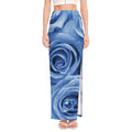 Bright Blue Rose Print High Slit Maxi Skirt