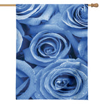 Bright Blue Rose Print House Flag