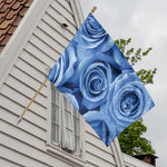 Bright Blue Rose Print House Flag