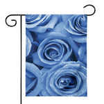 Bright Blue Rose Print House Flag