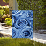 Bright Blue Rose Print House Flag