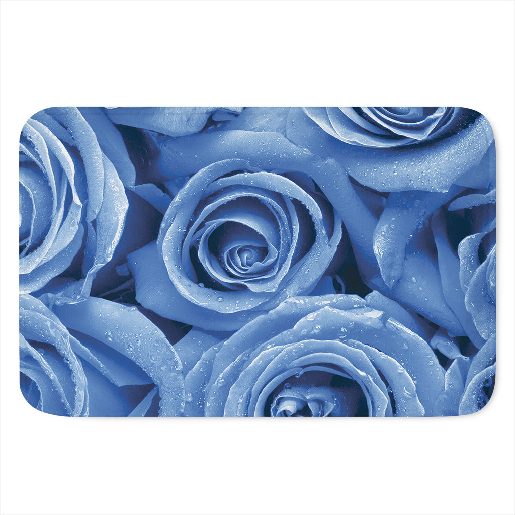 Bright Blue Rose Print Indoor Door Mat