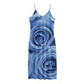 Bright Blue Rose Print Jersey Midi Cami Dress