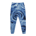 Bright Blue Rose Print Jogger Pants