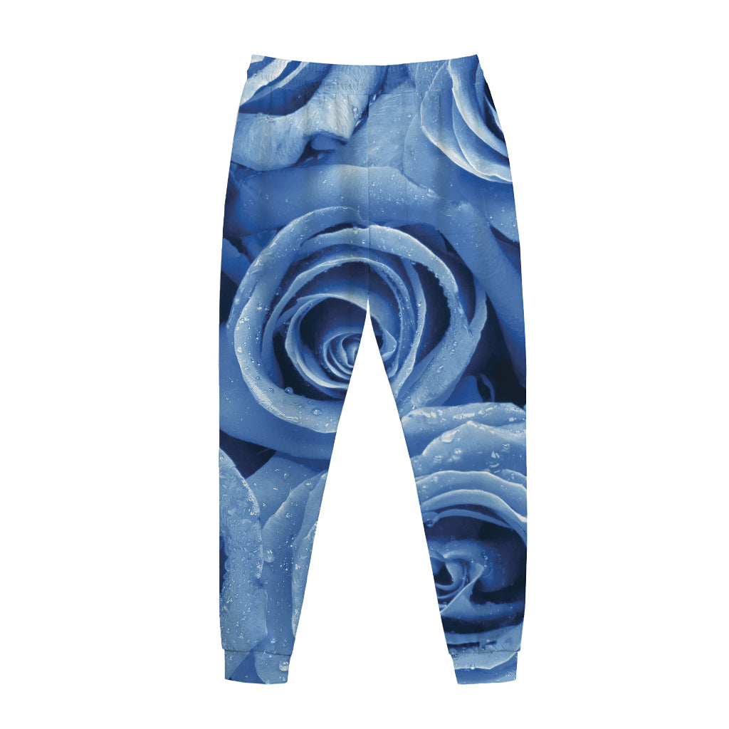 Bright Blue Rose Print Jogger Pants